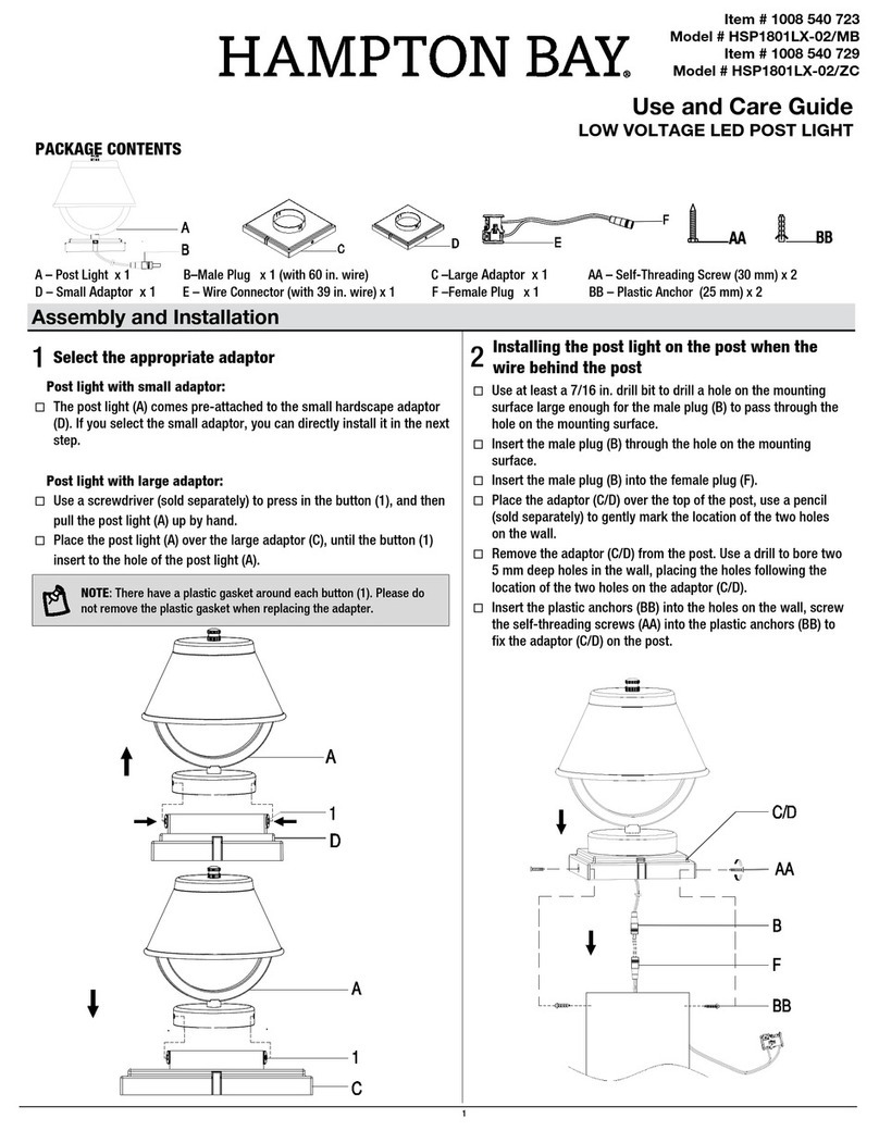 HAMPTON BAY HSP1801LX-02/MB Use and care guide HAMPTON BAY HSP1801LX-02/MB Use and care guide