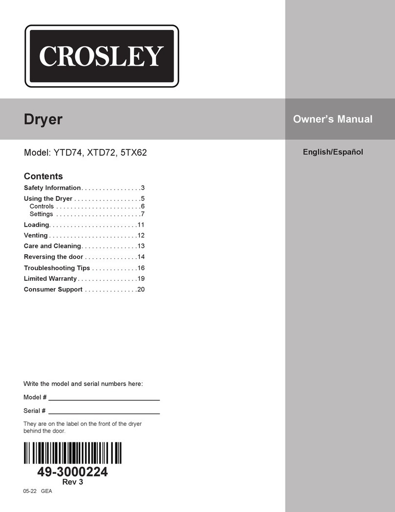 Crosley YTD74 owner's manual