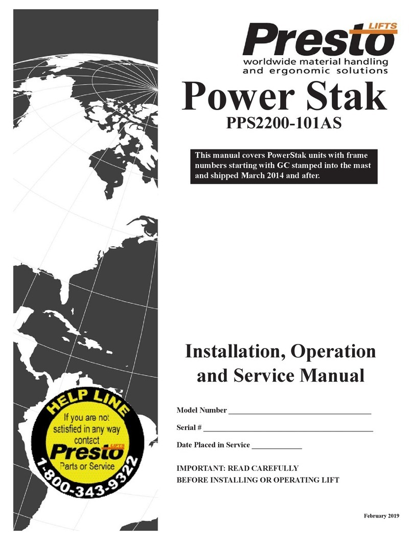 Presto Lifts Power Stak PPS2200-101AS Installation, operation and service manual