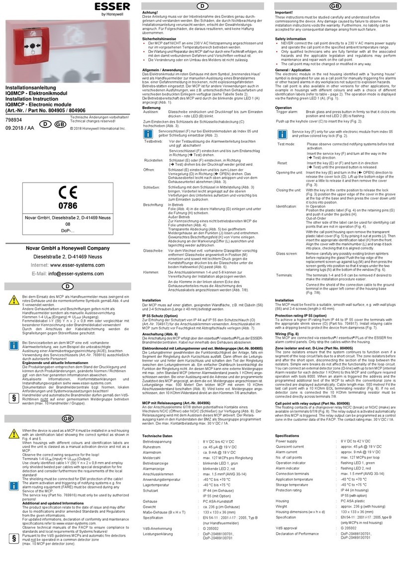 Honeywell ESSER IQ8MCP User manual