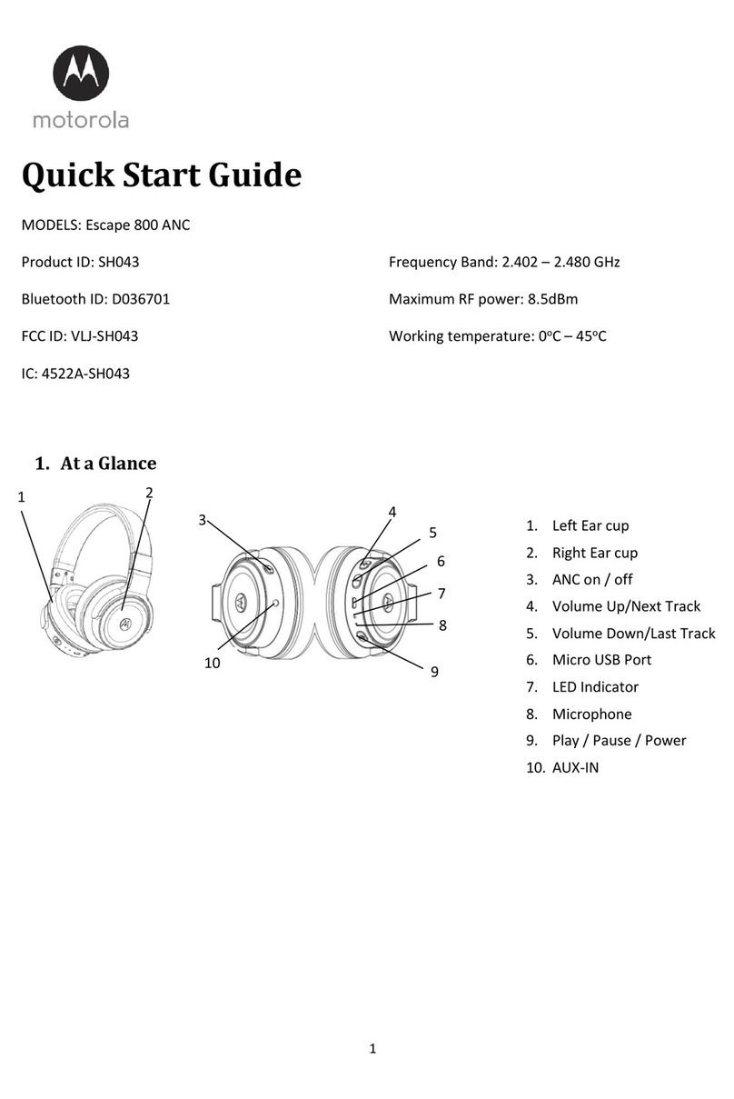 Motorola Escape 800 ANC quick start guide