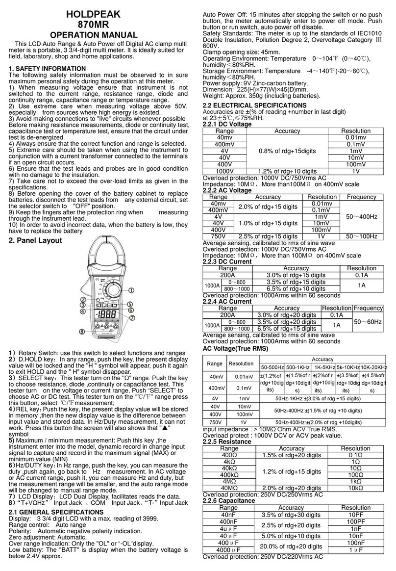HoldPeak 870MR Operation manual