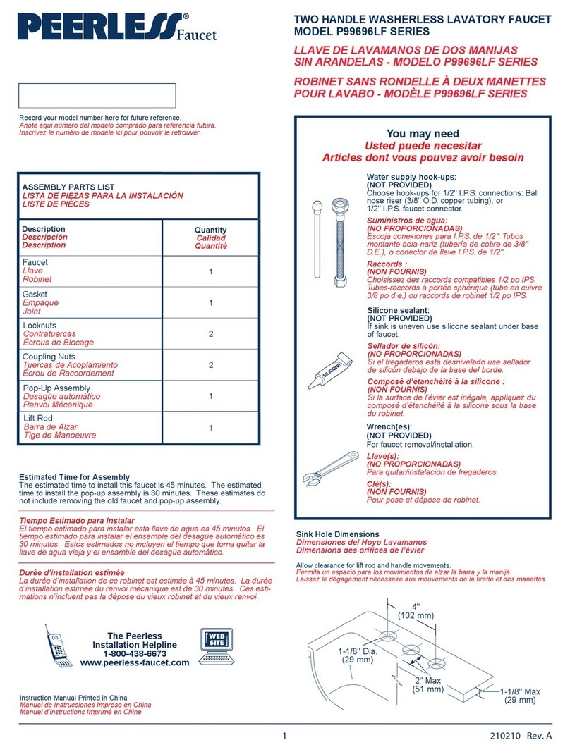 Peerless Faucet P99696LF Series User manual