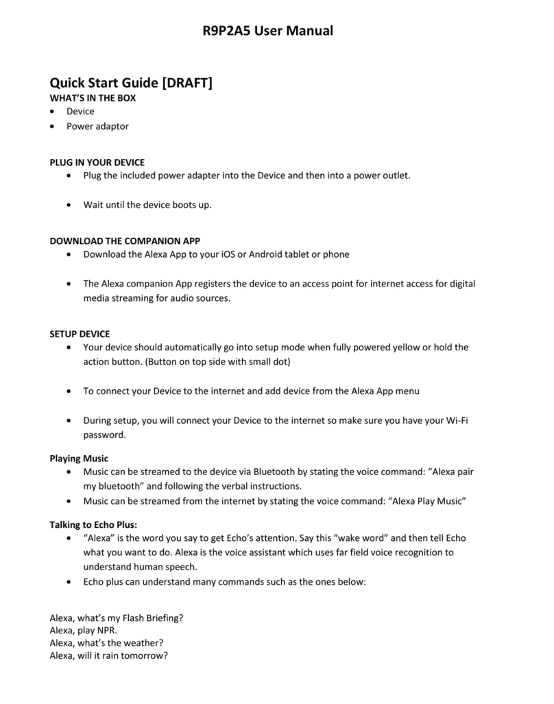 Amazon R9P2A5 User manual