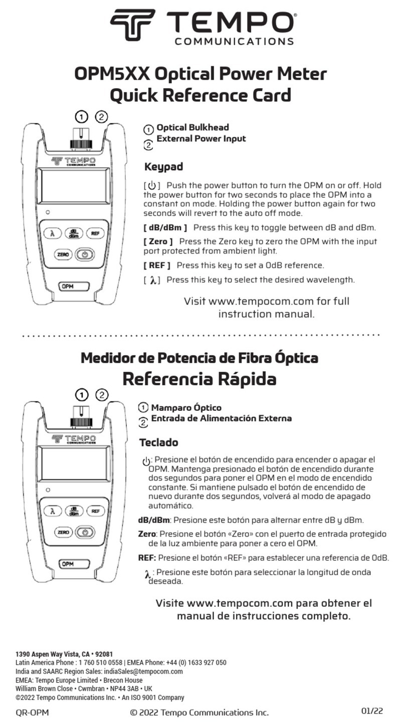 Tempo Communications OPM5 Series Quick reference card
