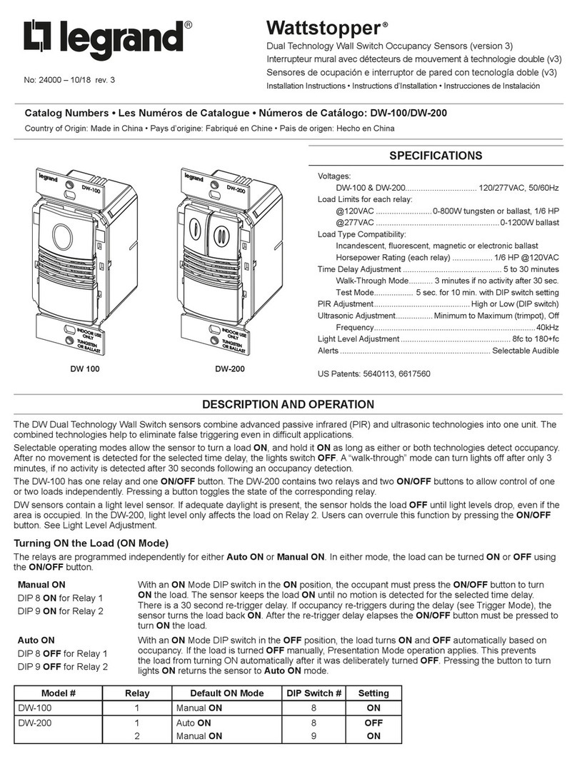LEGRAND Wattstopper DW-100-B User manual