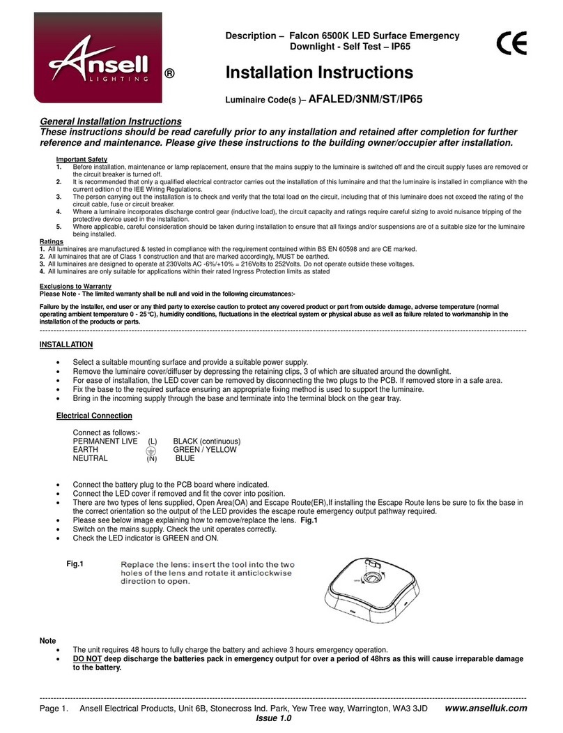 Ansell AFALED/3NM/ST/IP65 installation instructions