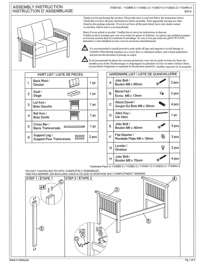 Homelegance 1104BR-3 Assembly instruction