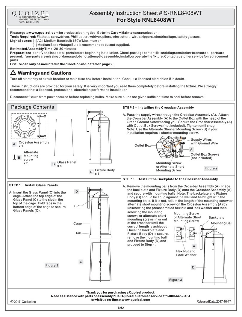 Quoizel RNL8408WT Assembly instruction sheet