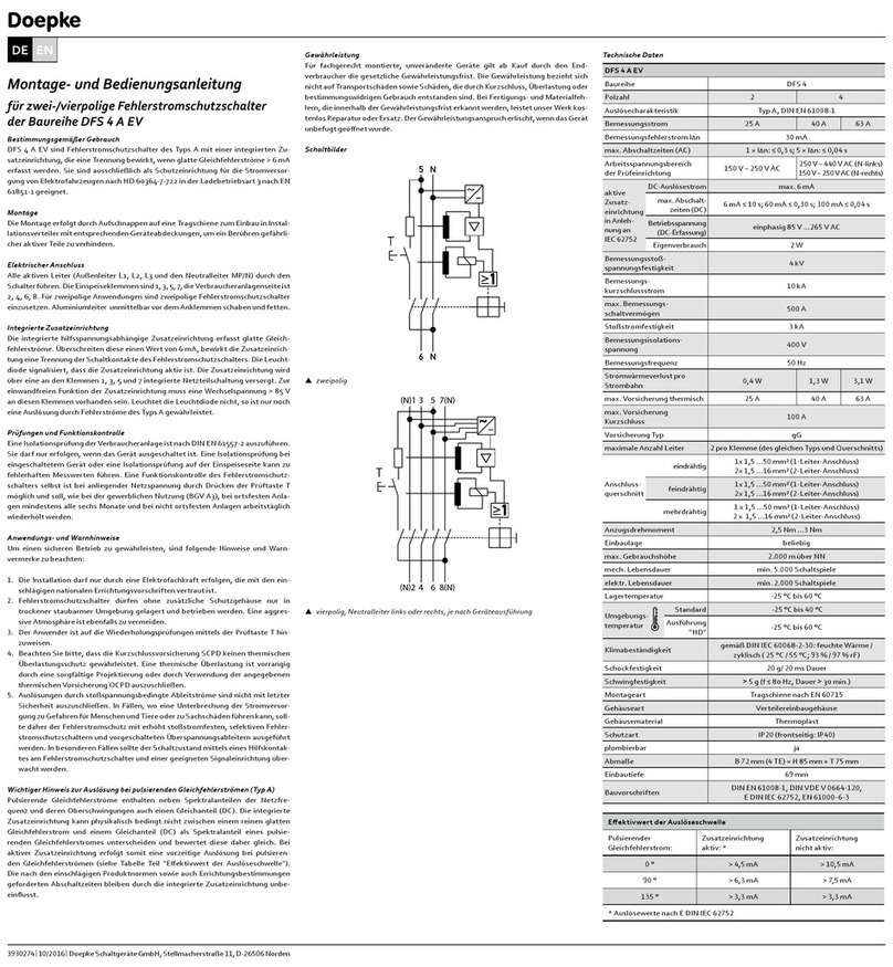Doepke DFS 4 A EV Installation and operating manual