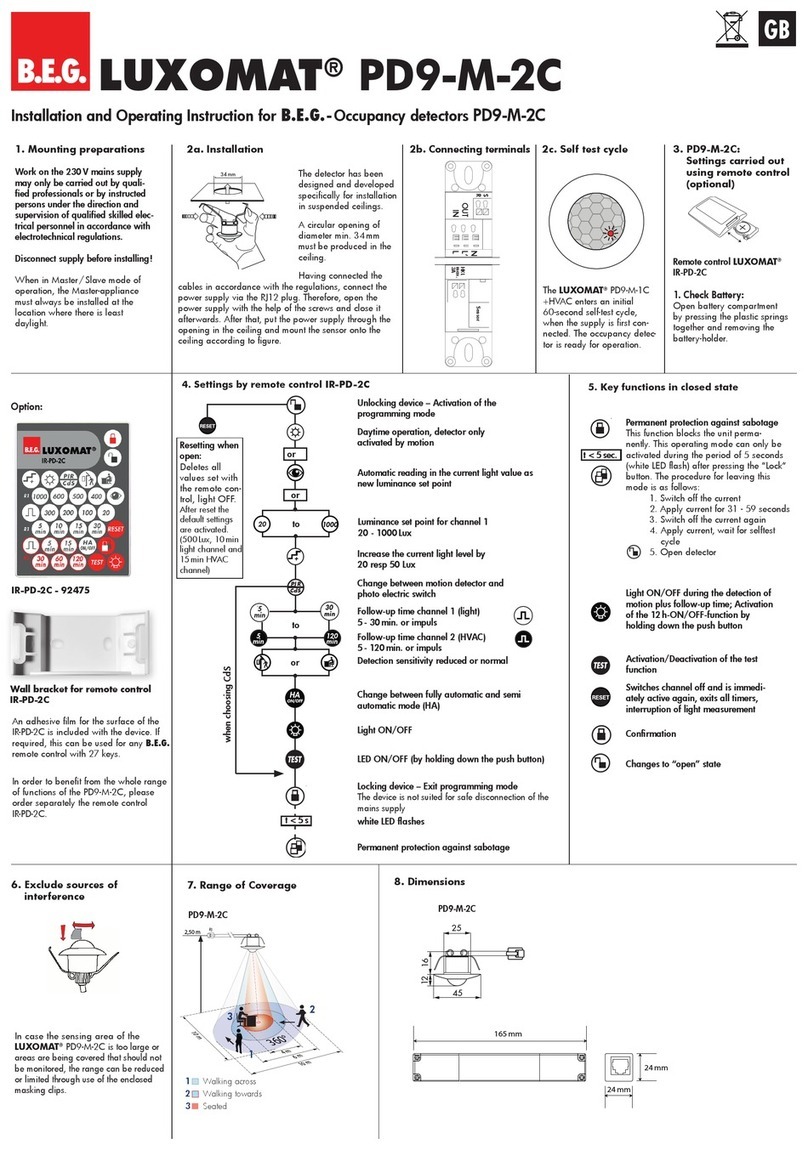 B.E.G. LUXOMAT PD9-M-2C Installation and operating instruction