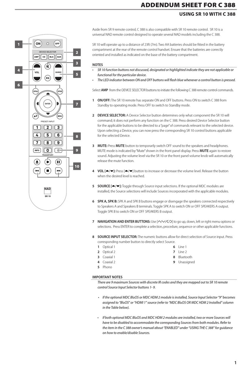 NAD C388 Addendum sheet