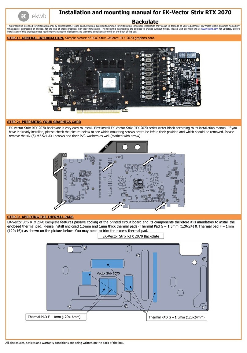 ekwb EK-Vector Strix RTX 2070 Backplate Installation and mounting manuals