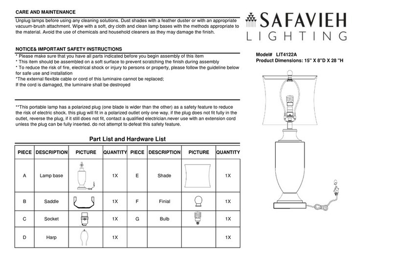 Safavieh Lighting DEIRDRE LIT4122A manual
