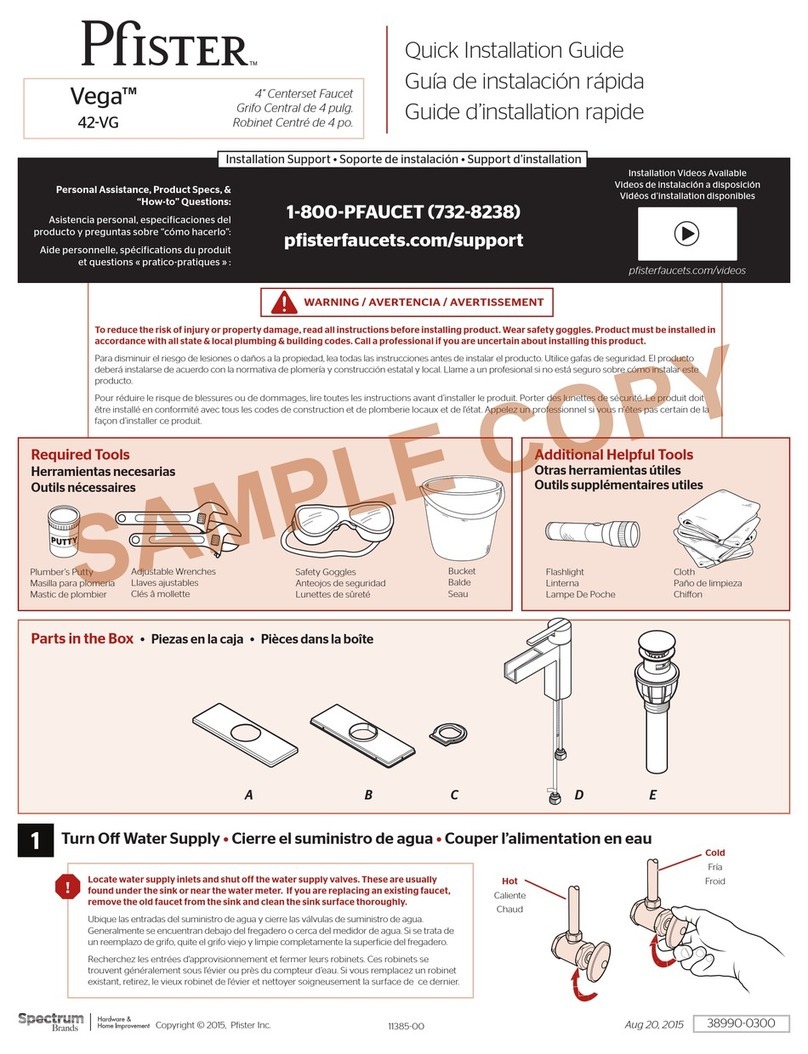 Spectrum Brands Pfister Vega 42-VG User manual