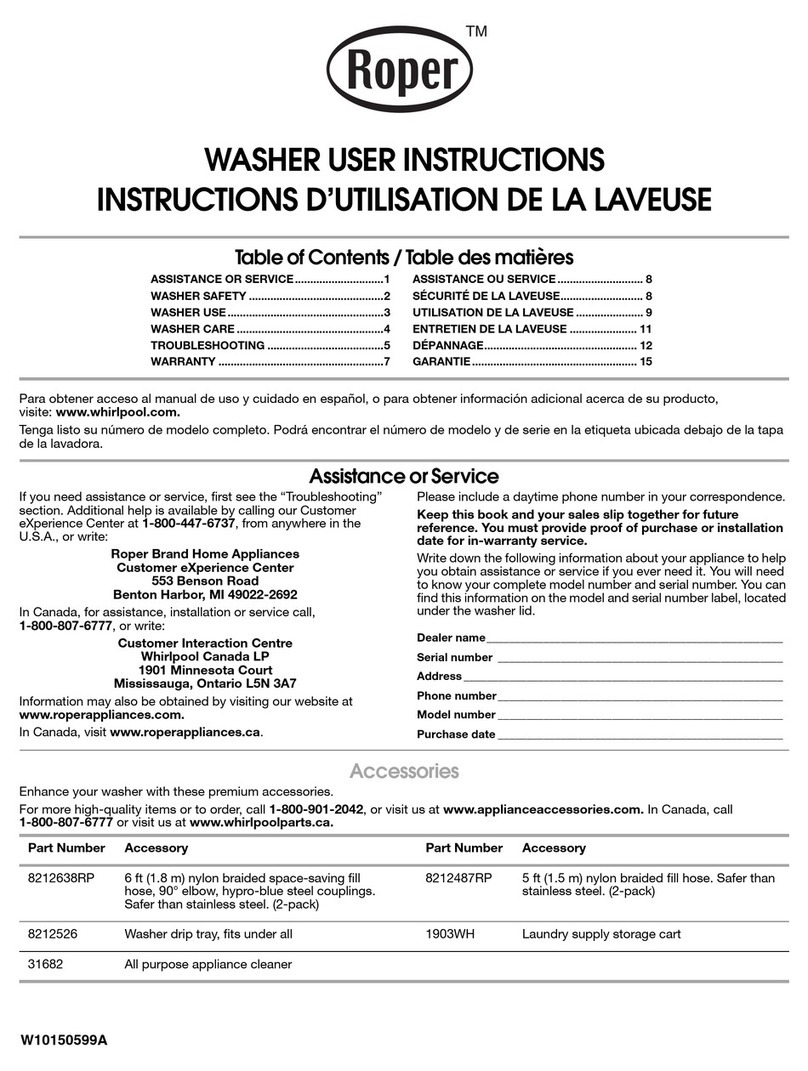 Roper RTW4340SQ0 User instructions