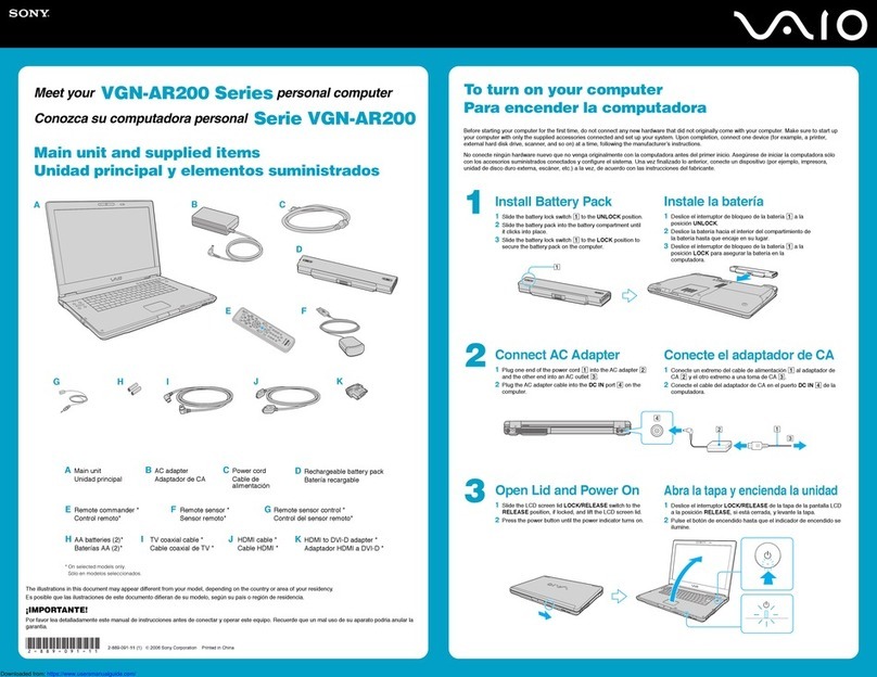 Sony VAIO VGN-AR200 Series User manual Sony VAIO VGN-AR200 Series User manual