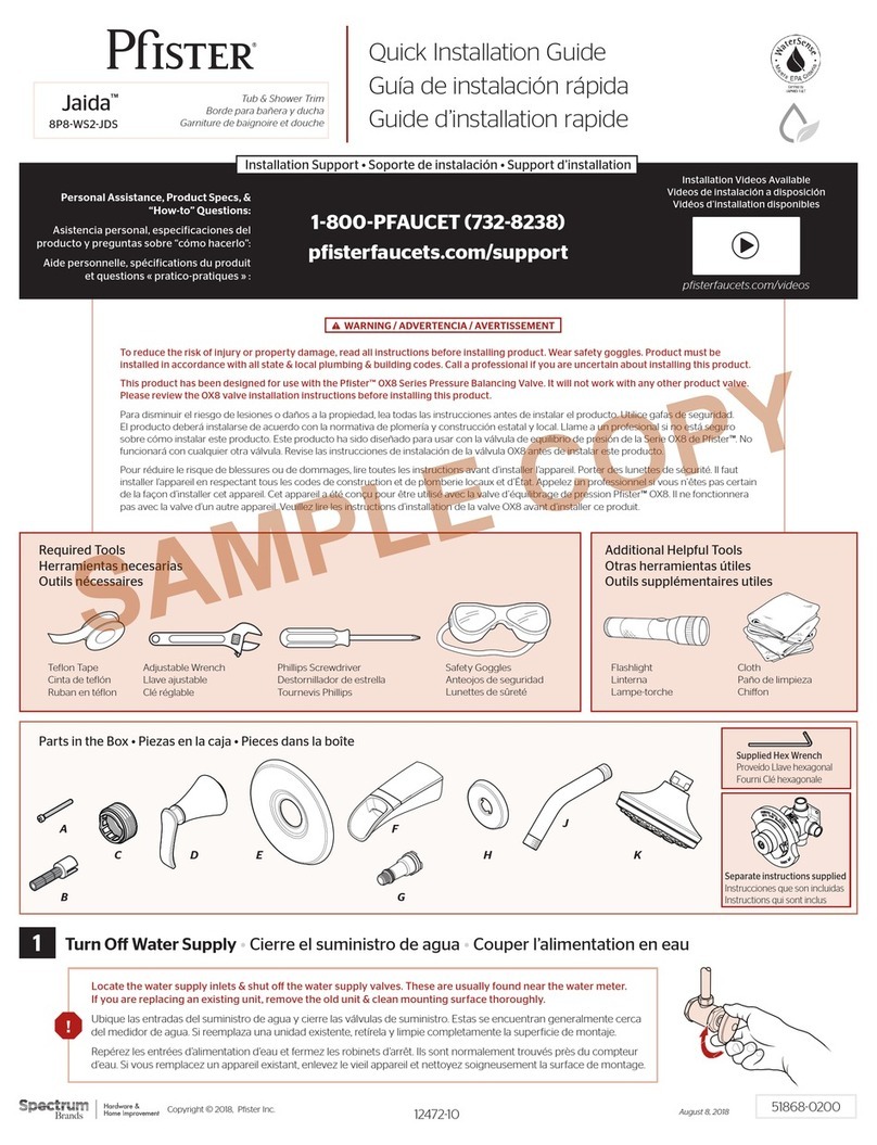 Spectrum Brands Pfister Jaida 8P8-WS2-JDS Quick installation guide
