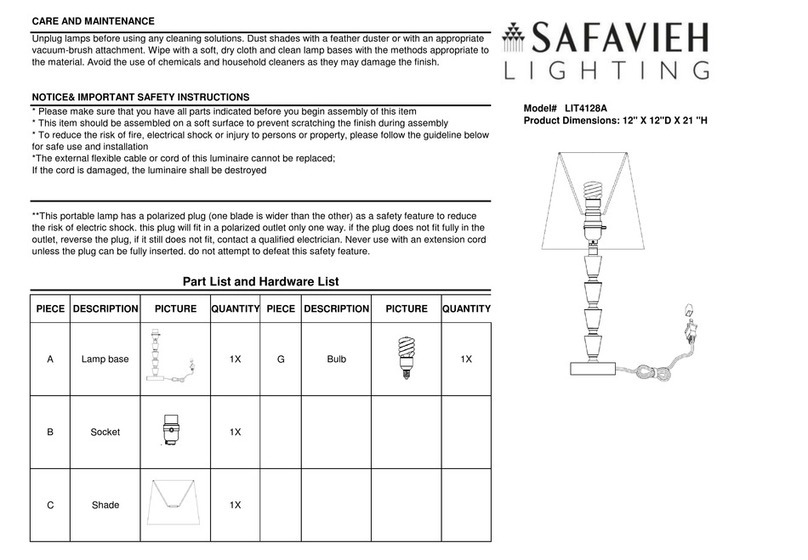Safavieh Lighting AVALON LIT4128A User manual Safavieh Lighting AVALON LIT4128A User manual