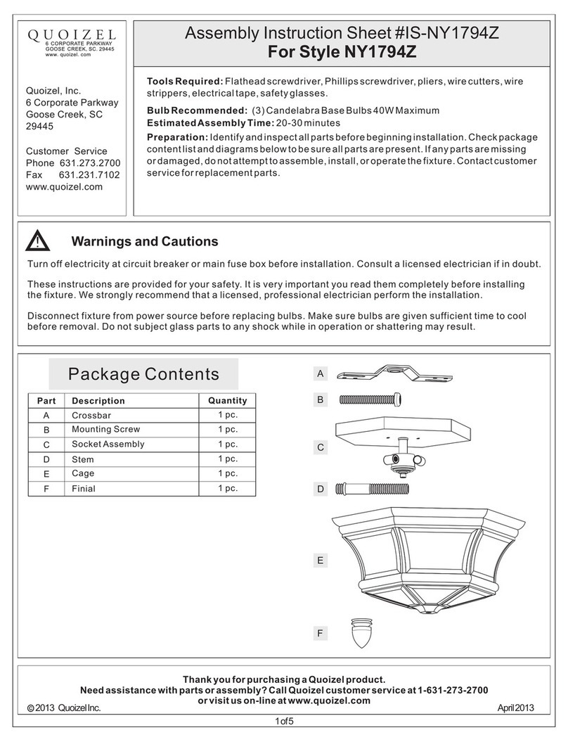 Quoizel NY1794Z Mounting instructions Quoizel NY1794Z Mounting instructions