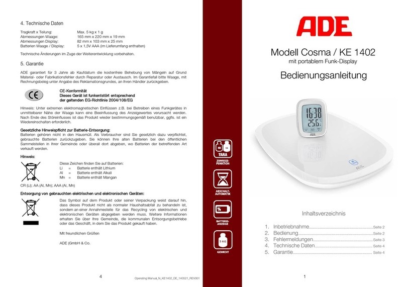 ADE Cosma operating instructions