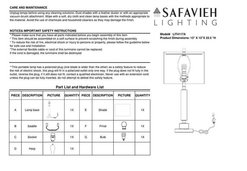 Safavieh Lighting DECO LIT4117A User manual Safavieh Lighting DECO LIT4117A User manual