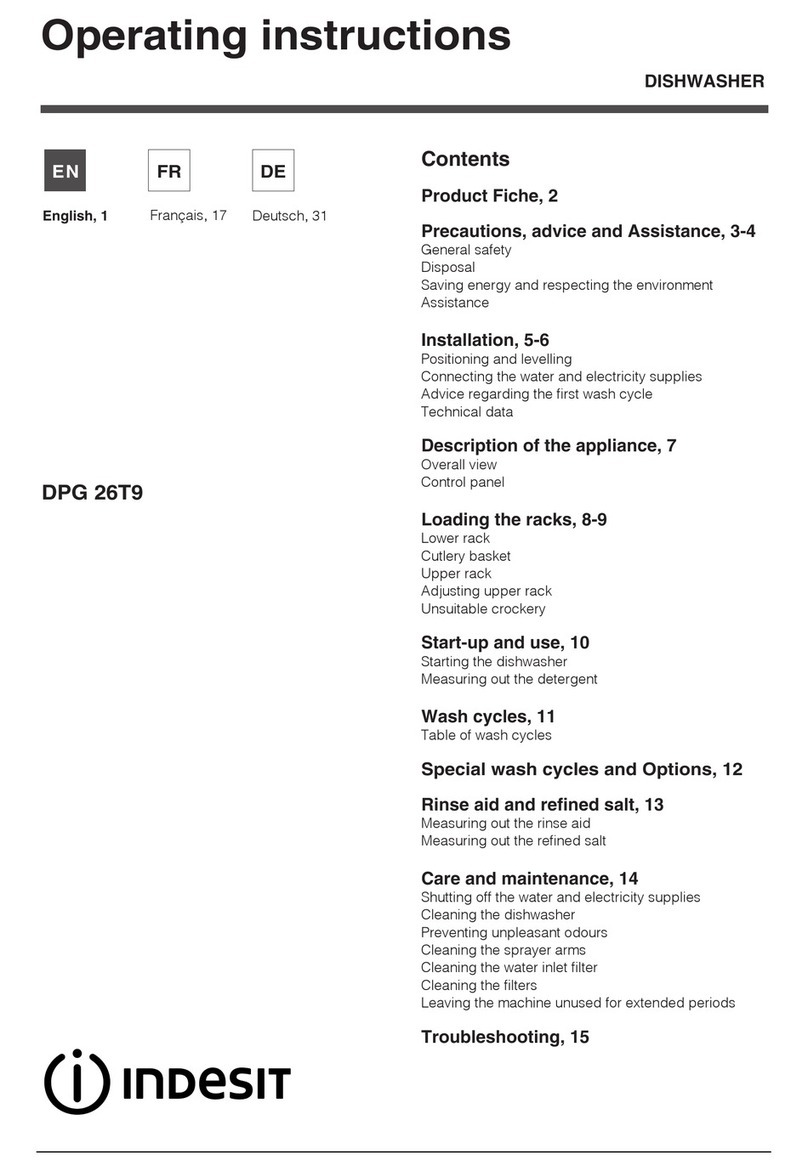 Indesit DPG 26T9 operating instructions