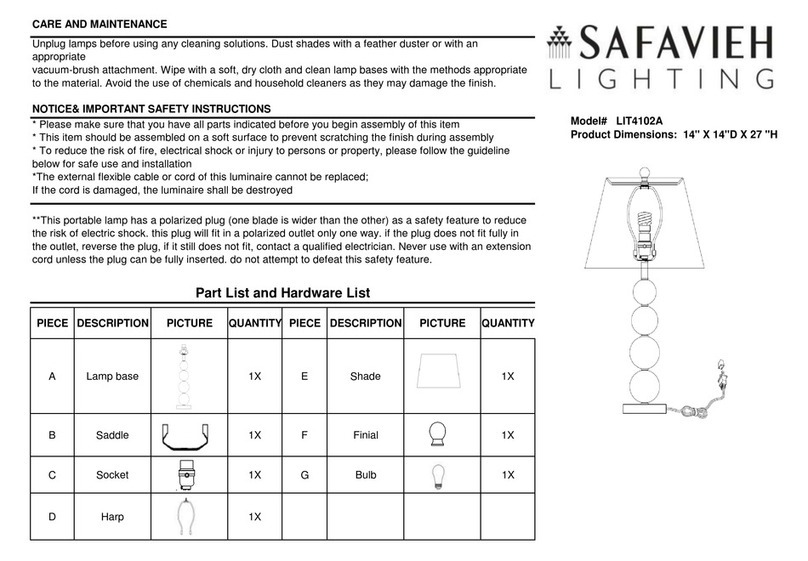 Safavieh Lighting MILLIE LIT4102A User manual