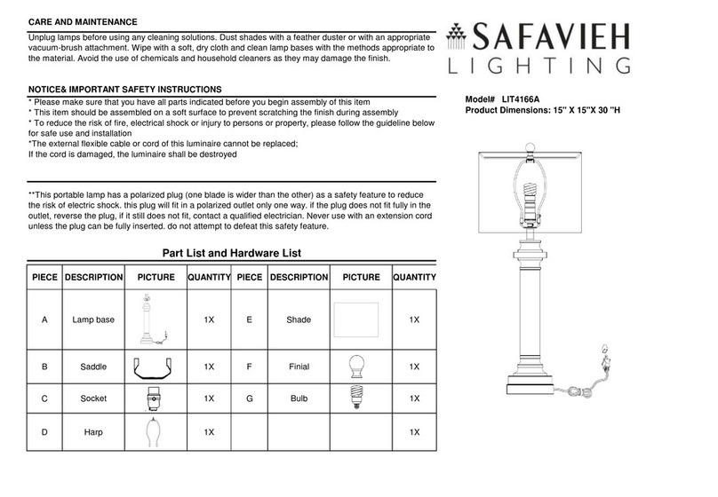 Safavieh Lighting NINA LIT4166A manual Safavieh Lighting NINA LIT4166A manual