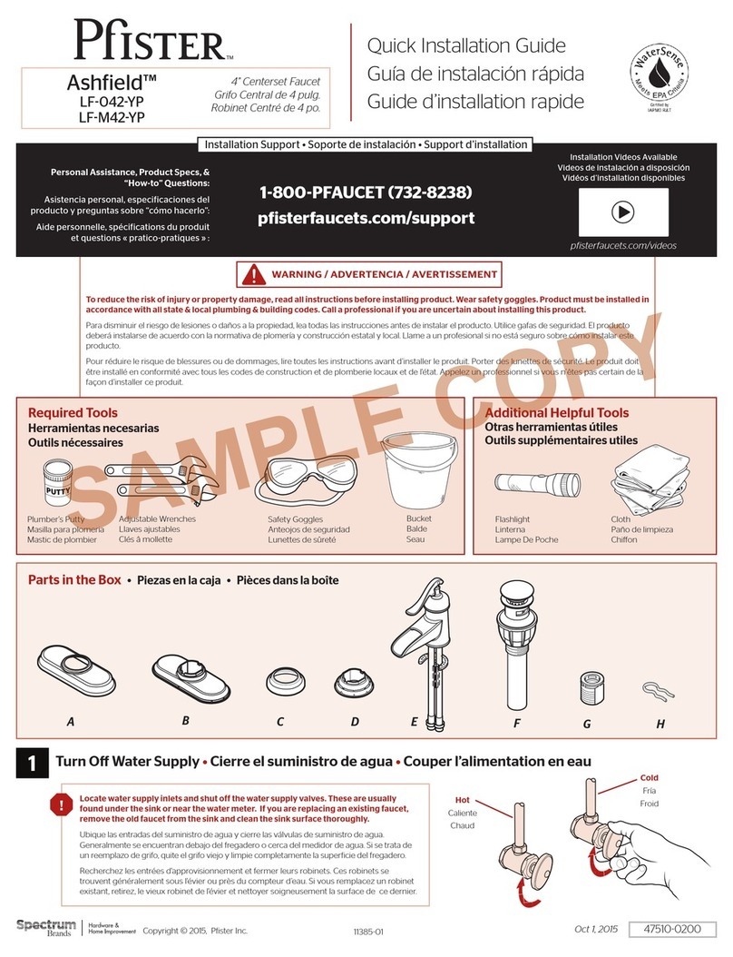 Spectrum Brands Pfister Ashfield LF-042-YP Quick installation guide Spectrum Brands Pfister Ashfield LF-042-YP Quick installation guide