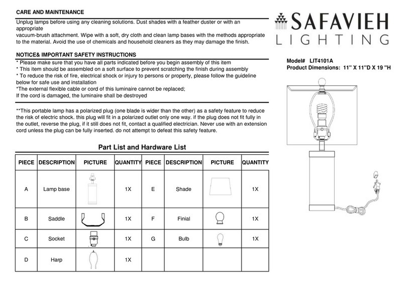 Safavieh Lighting LAURIE LIT4101A manual Safavieh Lighting LAURIE LIT4101A manual