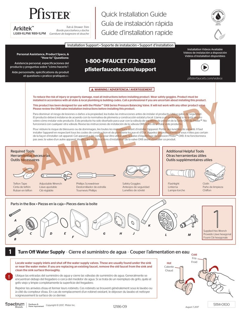 Spectrum Brands Pfister Arkitek R89-1LPM Quick installation guide