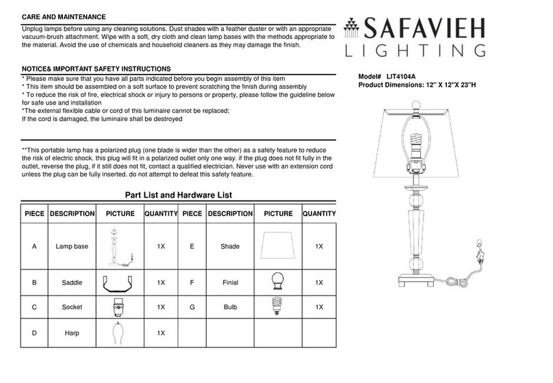 Safavieh Lighting IMOGENE LIT4104A User manual Safavieh Lighting IMOGENE LIT4104A User manual