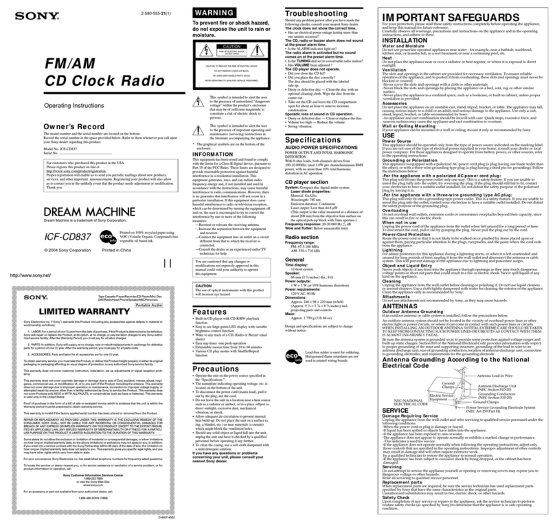 Sony ICF-CD837 User manual