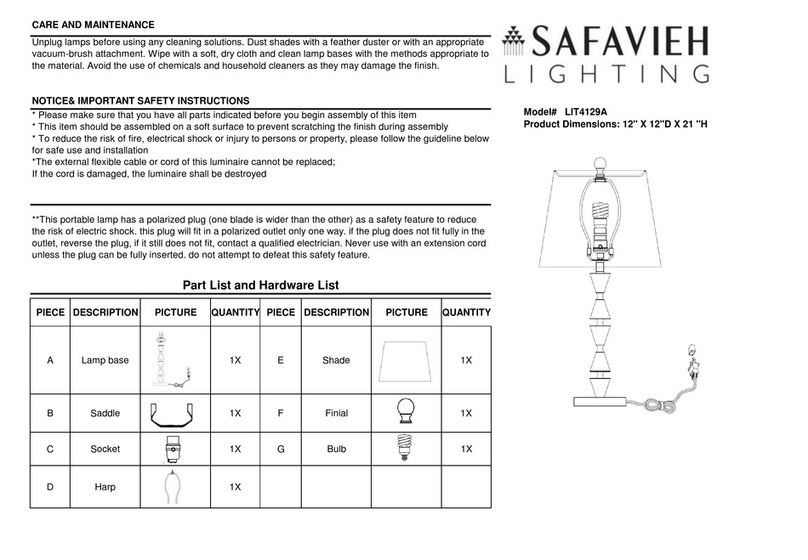 Safavieh Lighting DECO LIT4129A manual