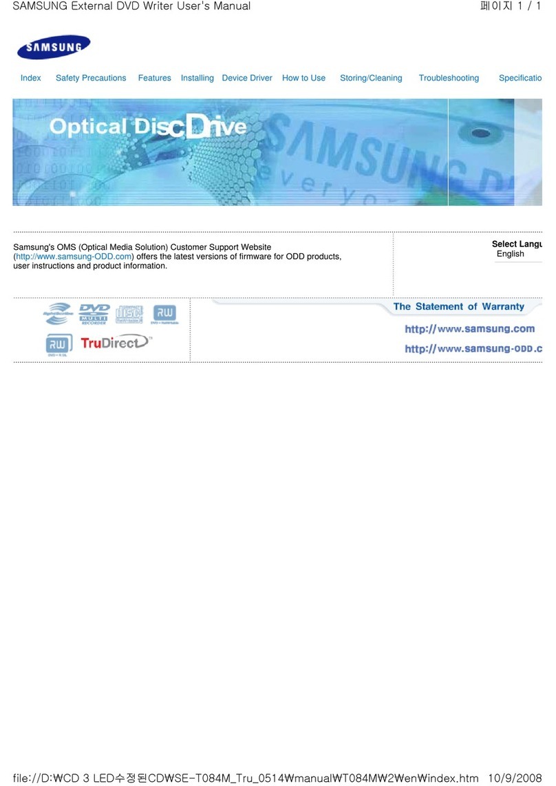 Samsung SE-T084M - DVD±RW / DVD-RAM Drive User manual Samsung SE-T084M - DVD±RW / DVD-RAM Drive User manual
