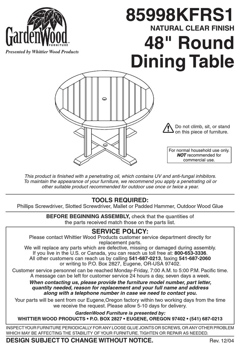 Garden Wood Furniture 85998KFRS1 quick start guide