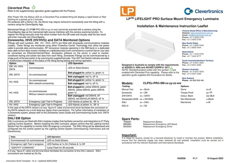 Clevertronics LP LIFELIGHT PRO Installation and operating instructions