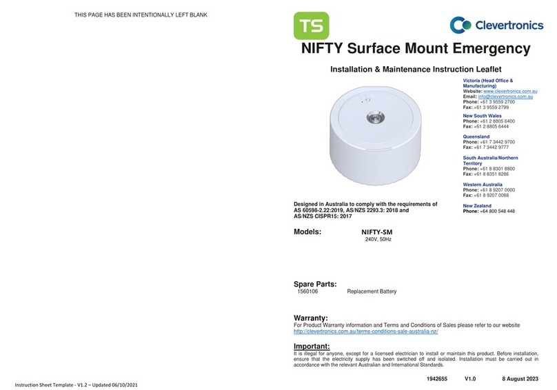 Clevertronics Nifty Lifelight Surface Mount Installation and operating instructions