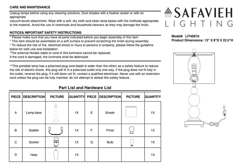 Safavieh Lighting MOIRA LIT4097A User manual