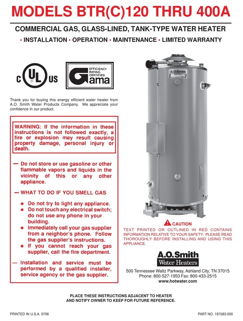 A.O. Smith BTR 120 Installation operation & maintenance