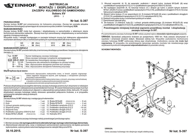 Steinhof S-397 FITTING AND OPERATION MANUAL