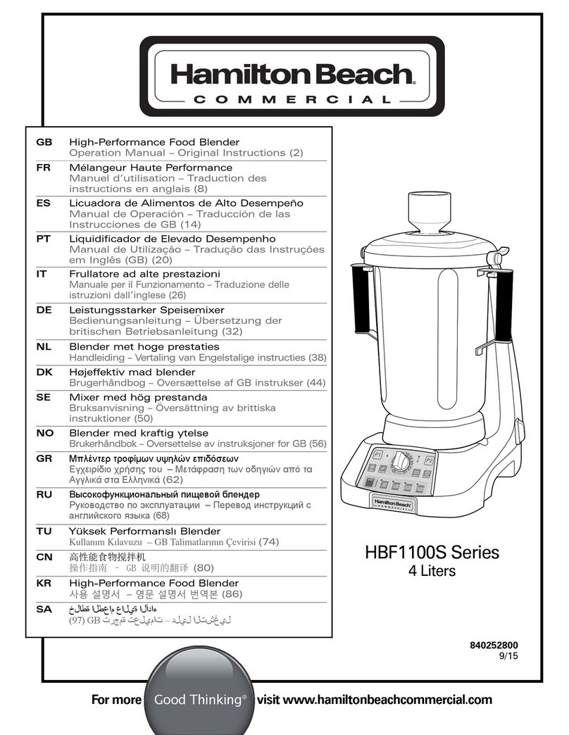 Hamilton Beach HBF1100S series User manual