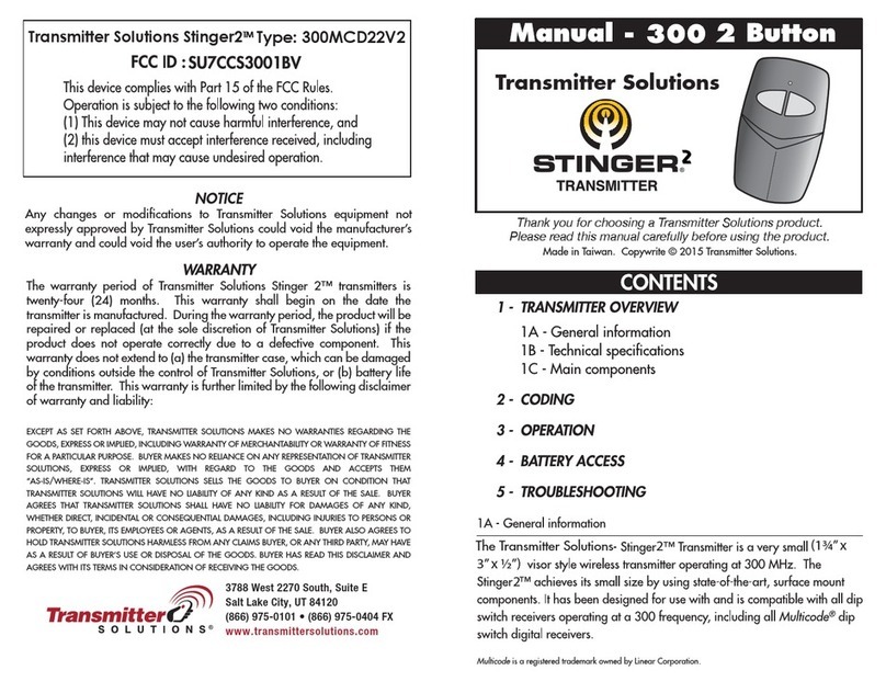 Transmitter Solutions Stinger2 300MCD22V2 User manual