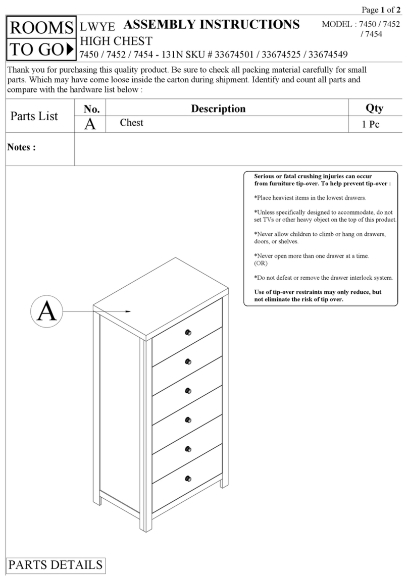 ROOMS TO GO LWYE 7450-131N Assembly instructions
