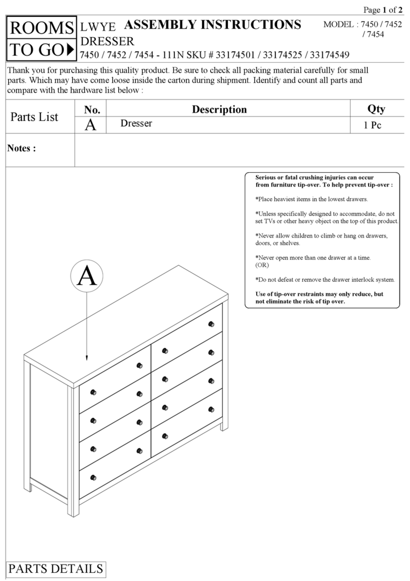 ROOMS TO GO LWYE 7454-111N Assembly instructions