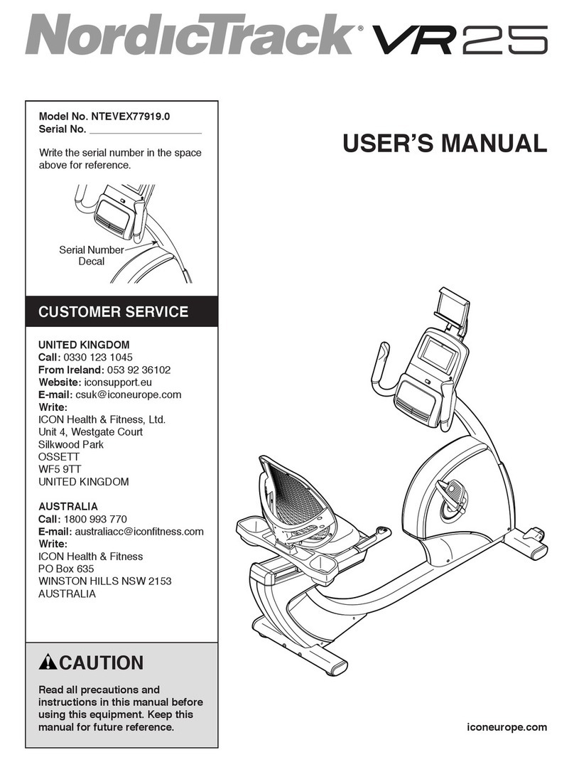 ICON Health & Fitness NordicTrack VR25 user manual