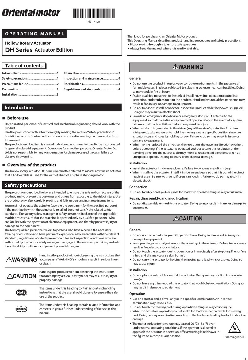 Oriental motor DH Series User manual