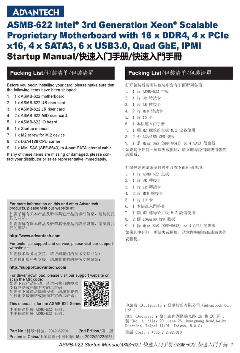 Advantech ASMB-622 Installation and operation manual