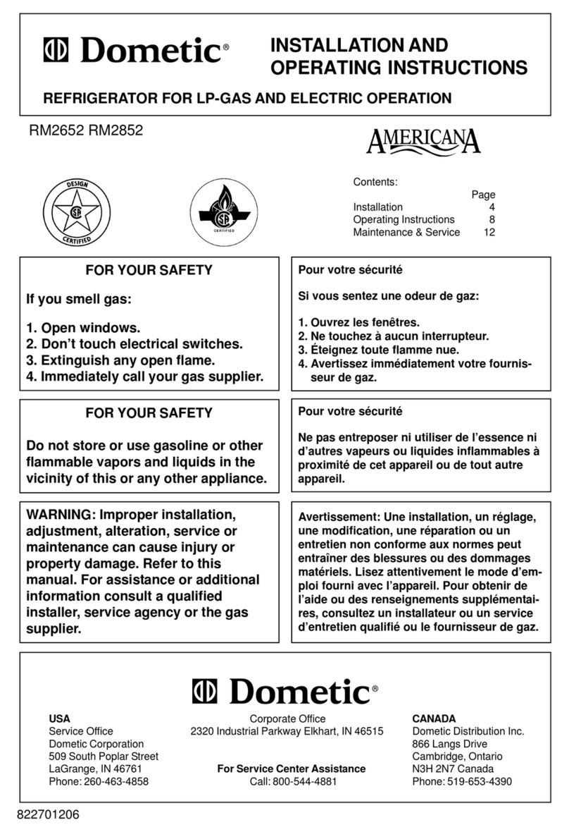 Dometic RM 2652 User manual